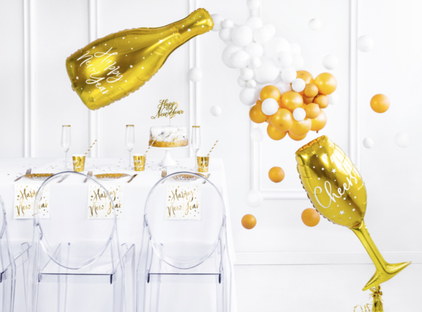 XXL Folienballon Figur - Cheers Flasche Gold - 80cm x 28cm